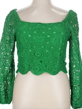 Flying Tomato Green Crochet Crop Top